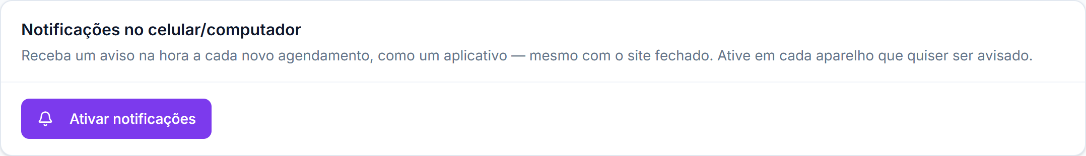 Configurações → card de Notificações